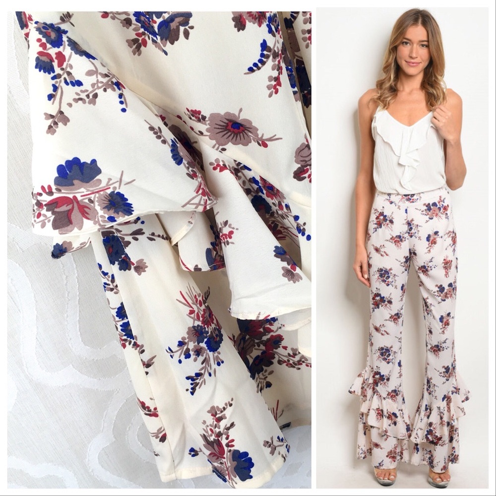 Ruffle Flared Flower Child Pants - Picture 5 of 7